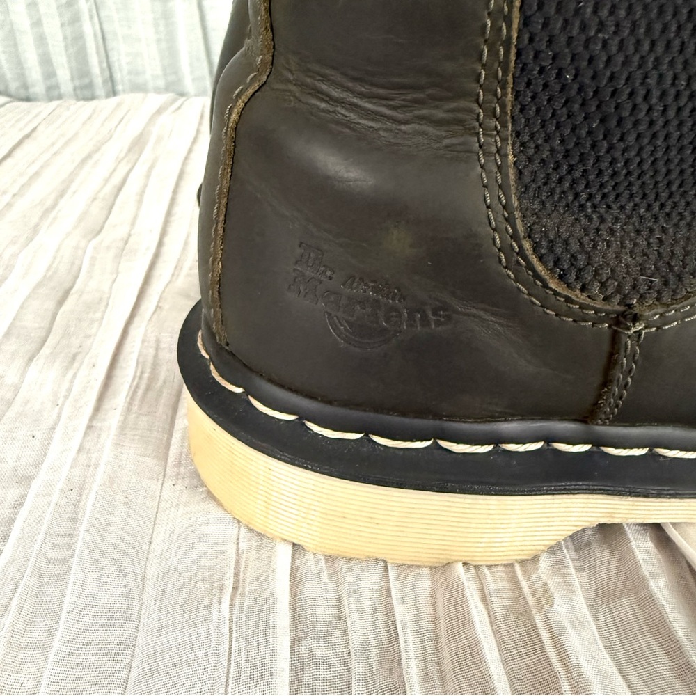 Dr. Martens Arbor Steel Toe Chelsea Work Boots Dark Olive Brown Leather Airwalk - Picture 12 of 15